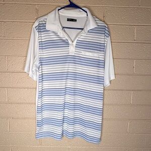 Callaway White and Blue Polo Shirt with Stripes